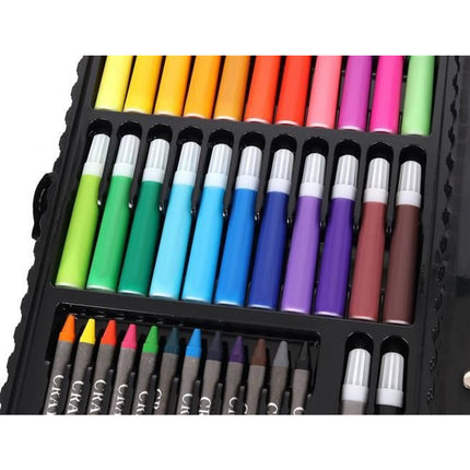 86 teiliges Malset im dekorativen Koffer mit Buntstiften, Markern, Ölkreiden, Aquarellfarben und Zubehör