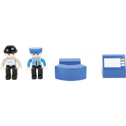 Polizeiwache mit Zubehör Holz Spielzeug, 8 Teile, 55x22x30cm