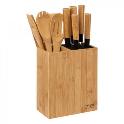 Bambusblock mit 5 Messern und den wichtigsten Küchenhelfer aus Bambus