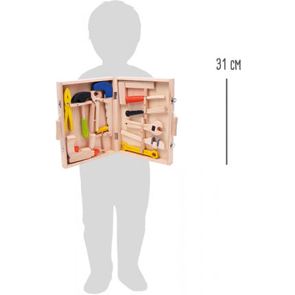 Kinder-Werkzeugkoffer Holz Spielzeug 13 Teile, 31,5x24x5,5cm