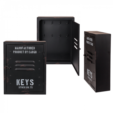 Metall-Schlüsselkasten,schwarz mit Aufschrift "Keys"