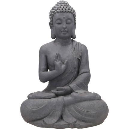 Fiberclay Buddha sitzend, L41cm, B32,5cm, H60cm, grau