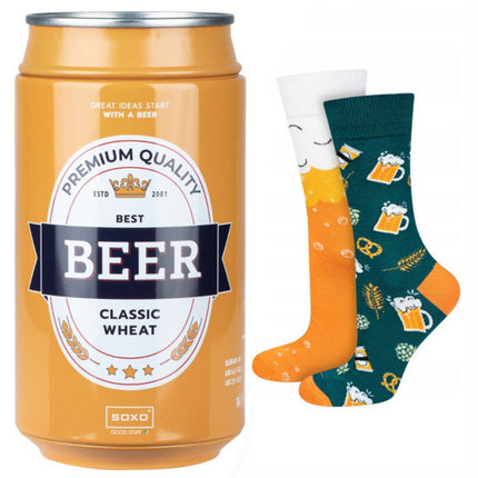 Socken Bierdesign in einer Dose Weizenbier Männergeschenk